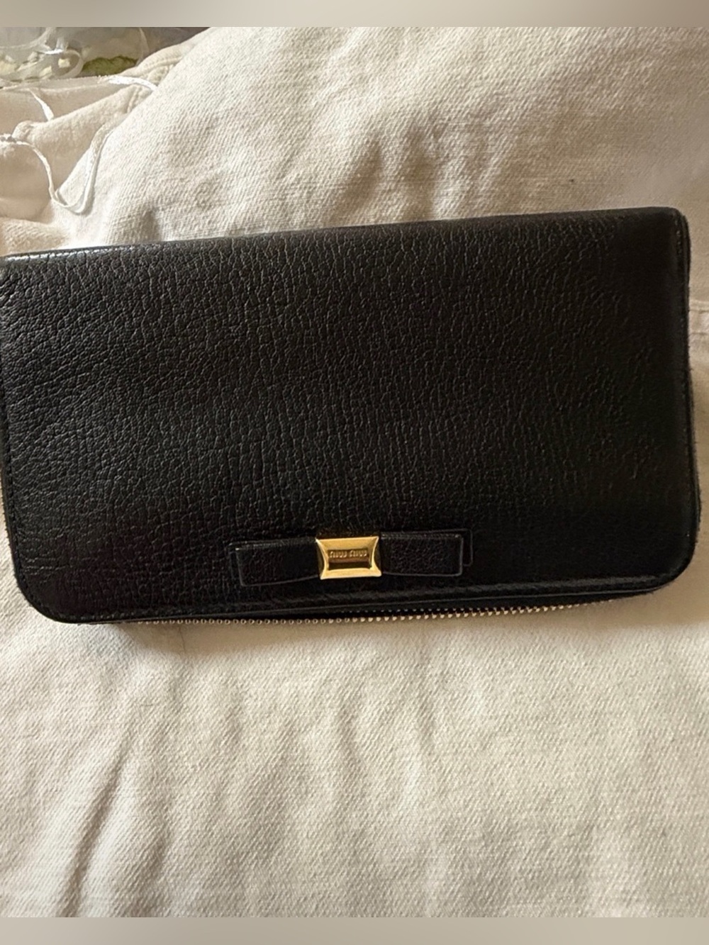 Miu Miu Black Leather Zip Around Wallet | Authentic Certificate of Authenticity